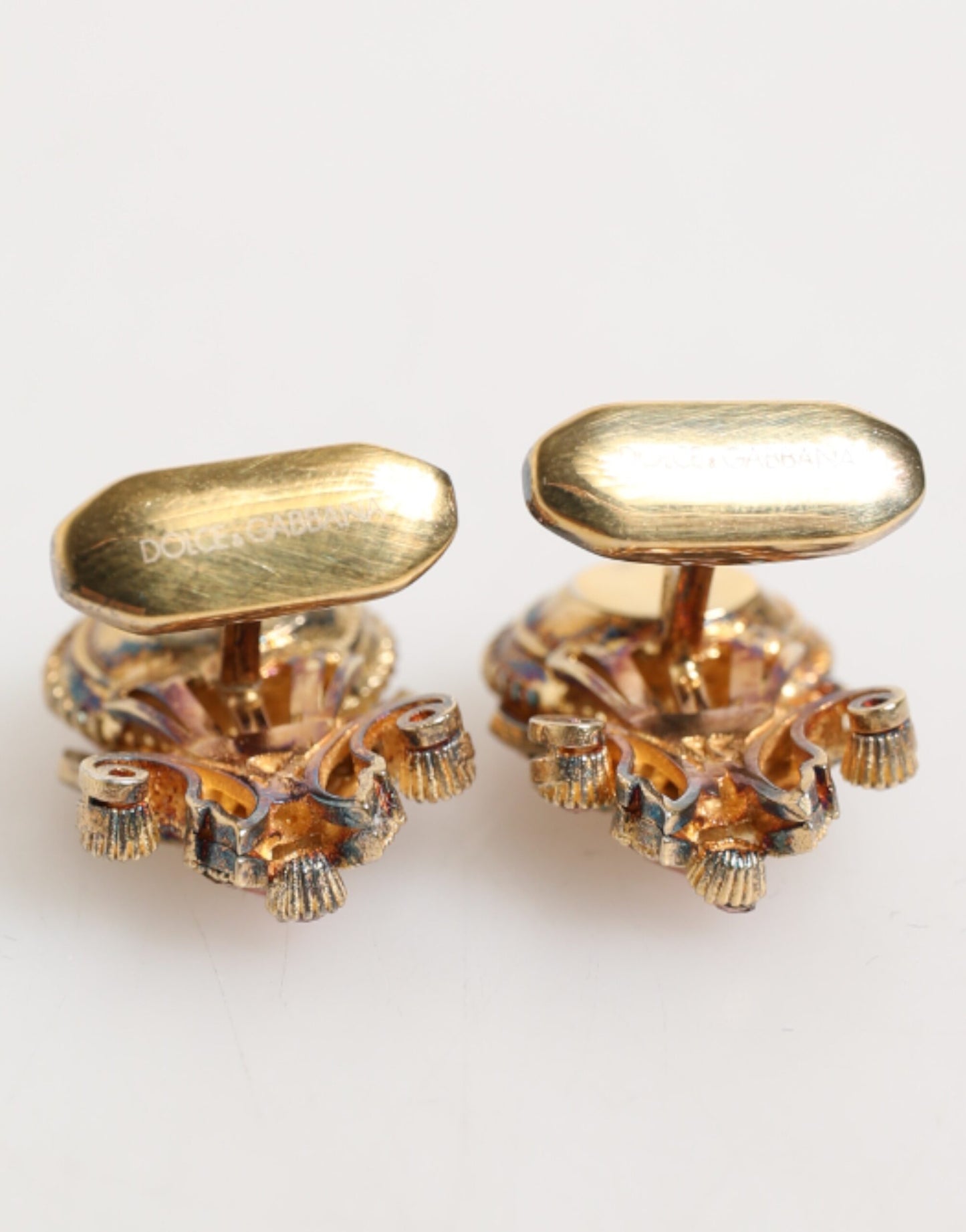 Dolce & Gabbana Gold Tone 925 Sterling Silver Crystal Cufflinks