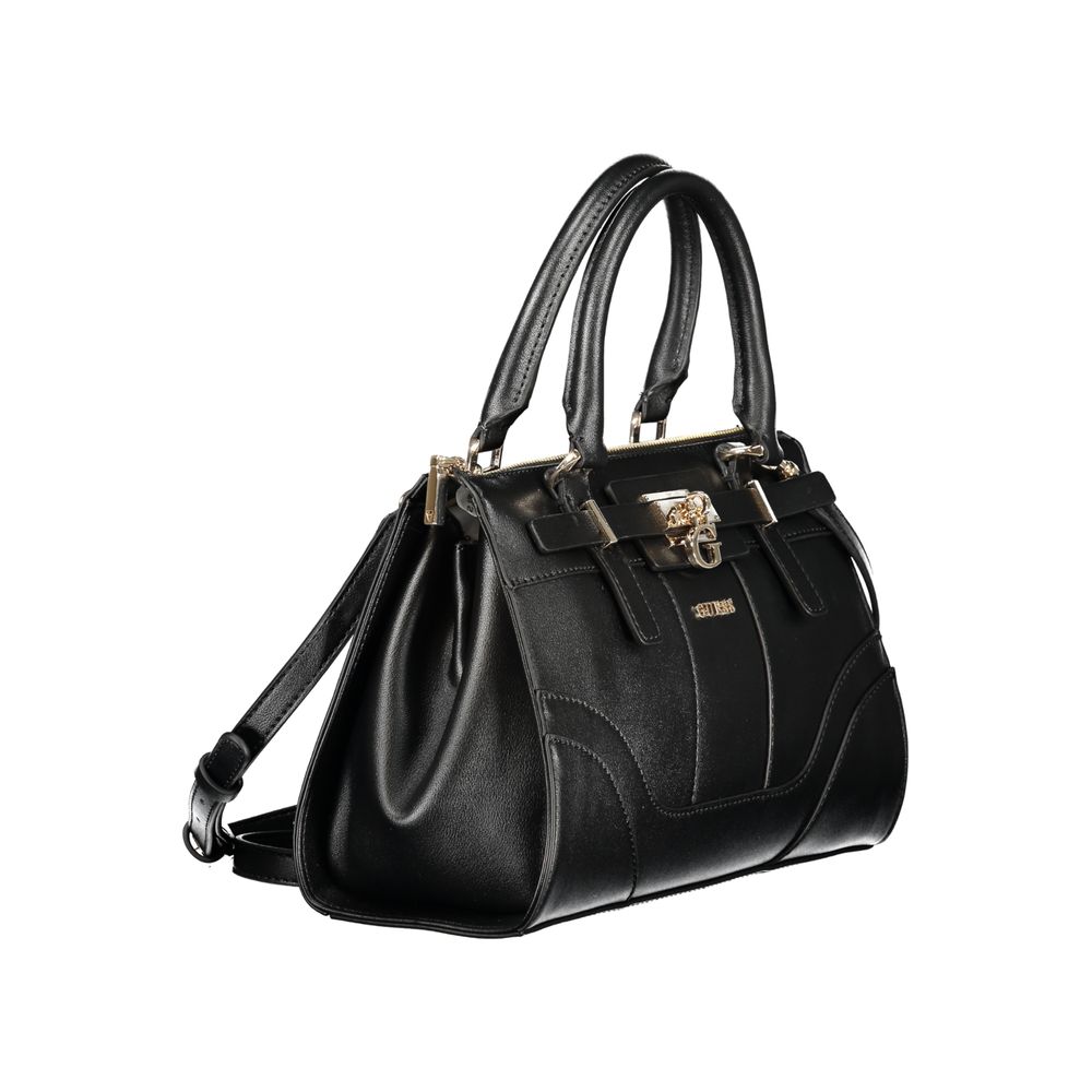 Guess Jeans Black Greyson II Handbag – Faux Leather, Multi-Compartment Design