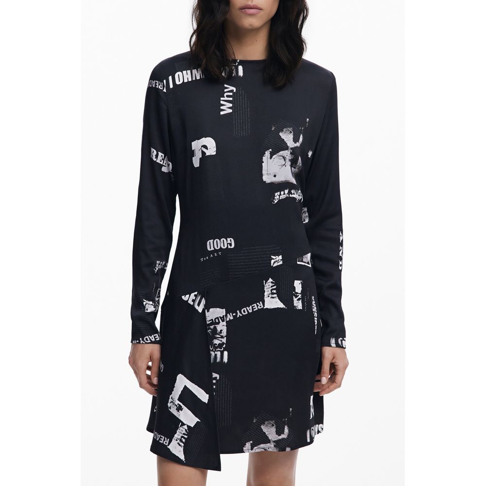 Desigual Black Elastane Dress - Bold and Expressive Elegance