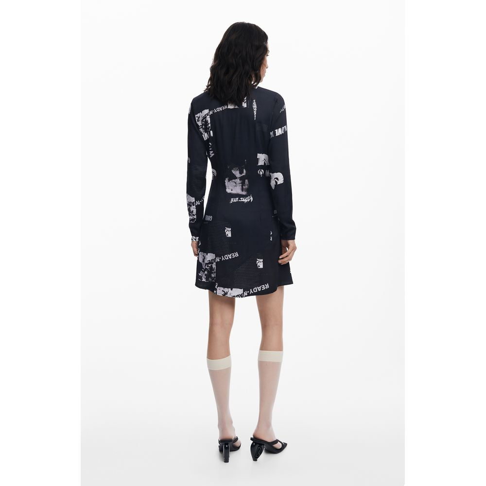 Desigual Black Elastane Dress - Bold and Expressive Elegance