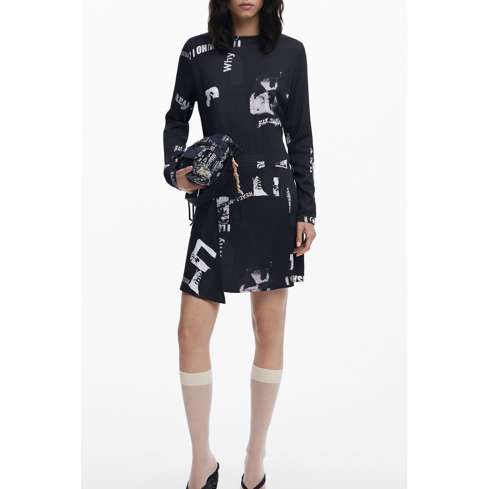 Desigual Black Elastane Dress - Bold and Expressive Elegance