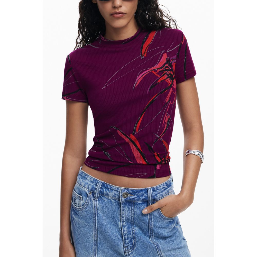 Desigual Purple Elastane T-Shirt – A Bold Statement Piece