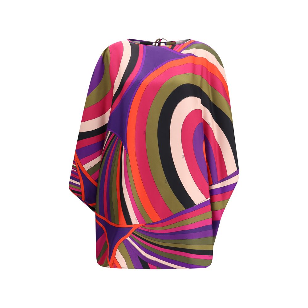 Emilio Pucci Silk Short Kaftan in Marmo Print