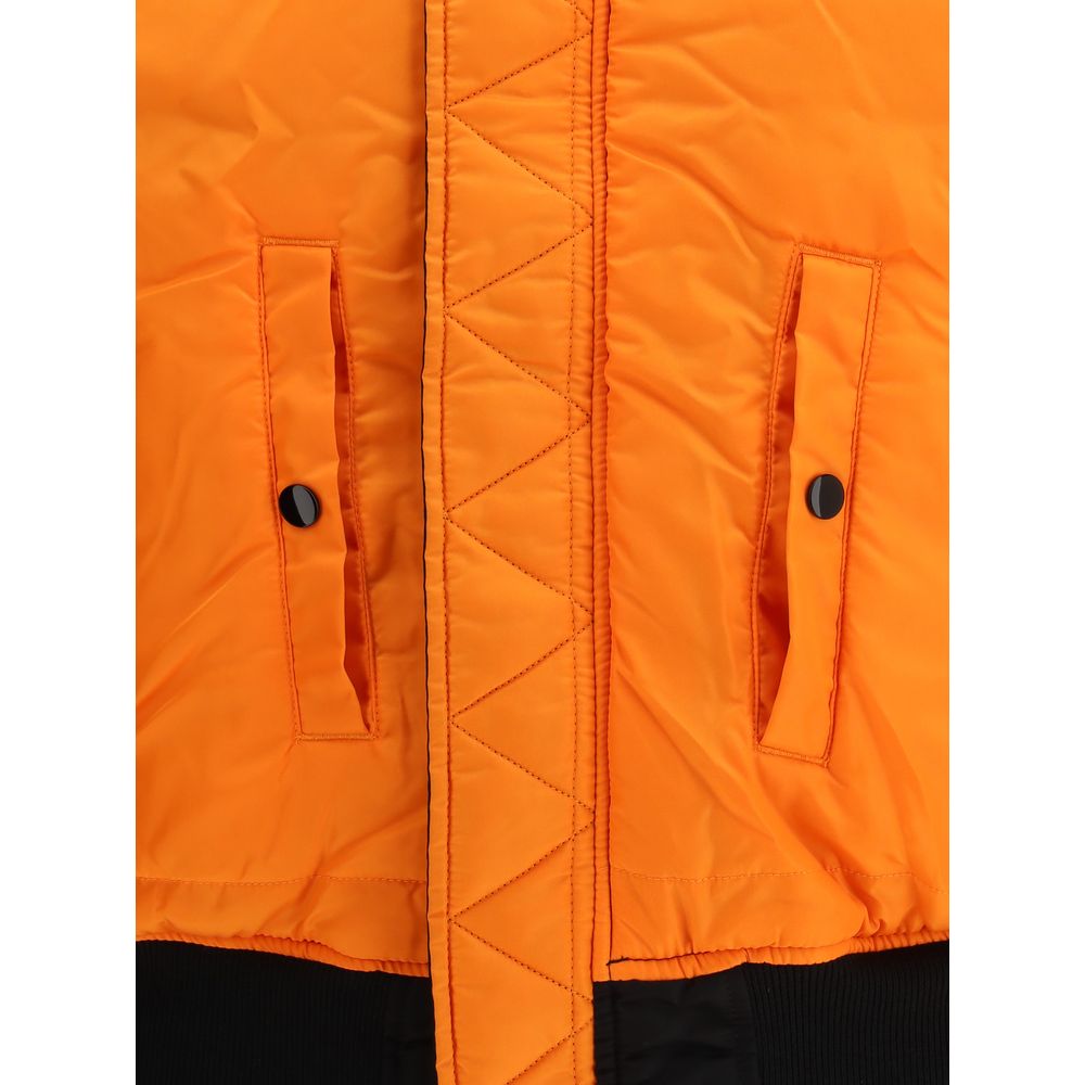 Alpha Industries Black & Orange Reversible Nylon Bomber Jacket