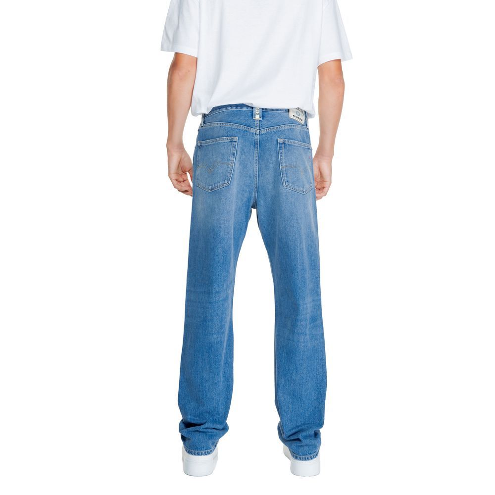 Replay Blue Cotton Pant - Relaxed Fit Jeans Anbass Model