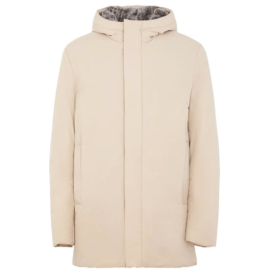 SUNS White Polyester Jacket: Sporty-Chic Rainproof Essential