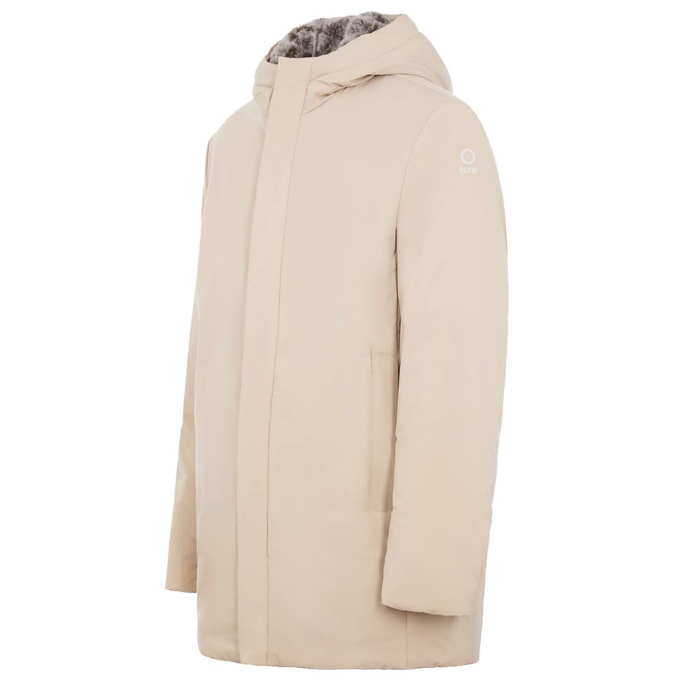 SUNS White Polyester Jacket: Sporty-Chic Rainproof Essential