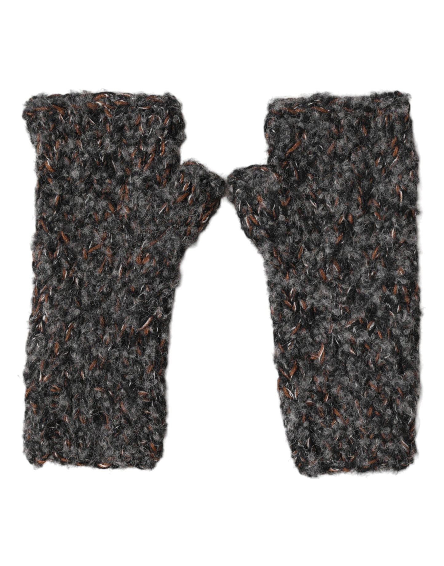 Dolce & Gabbana Gray Virgin Wool Knitted Fingerless Gloves for Men