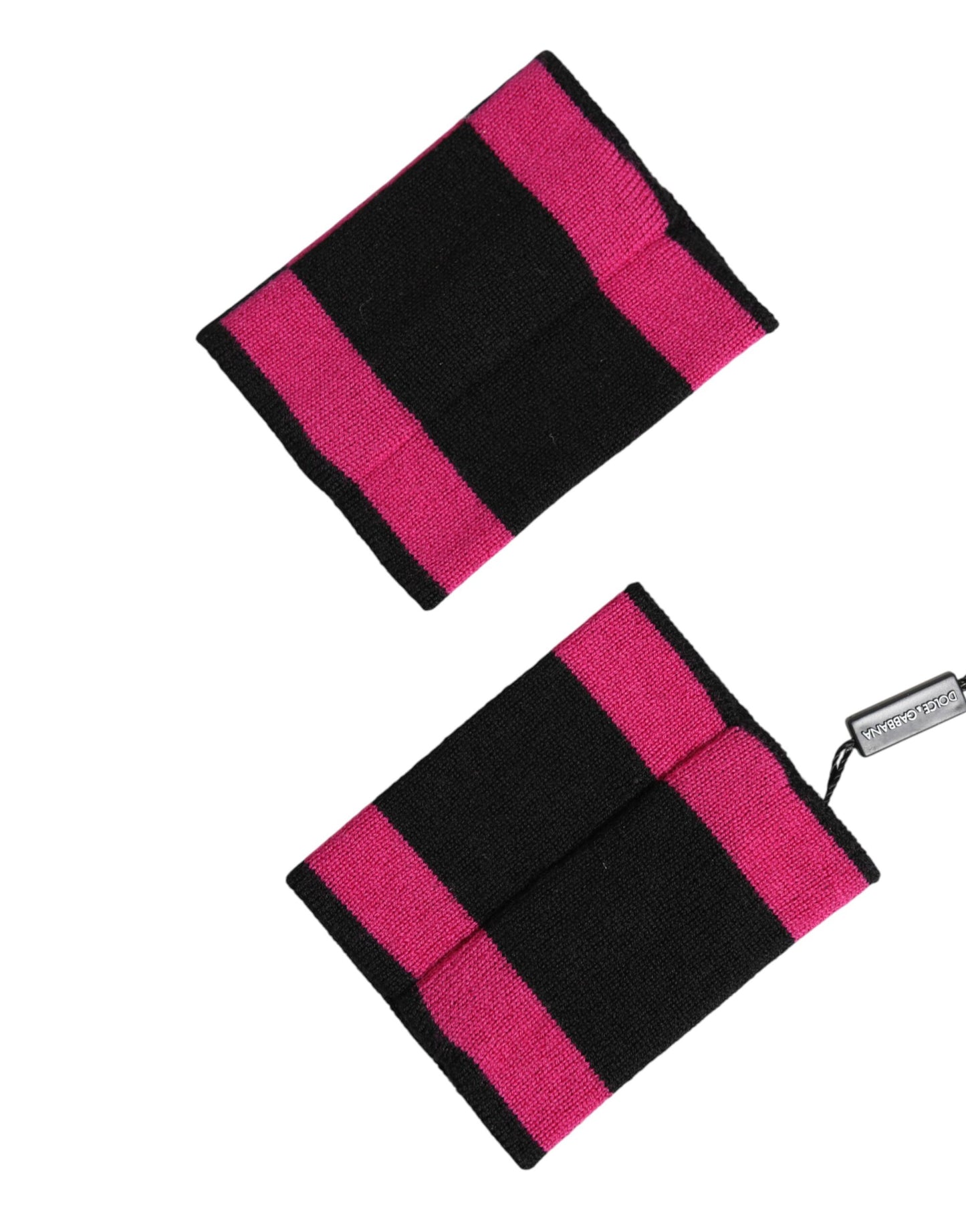 Dolce & Gabbana Black Pink DG Logo Cashmere Wristband Pair