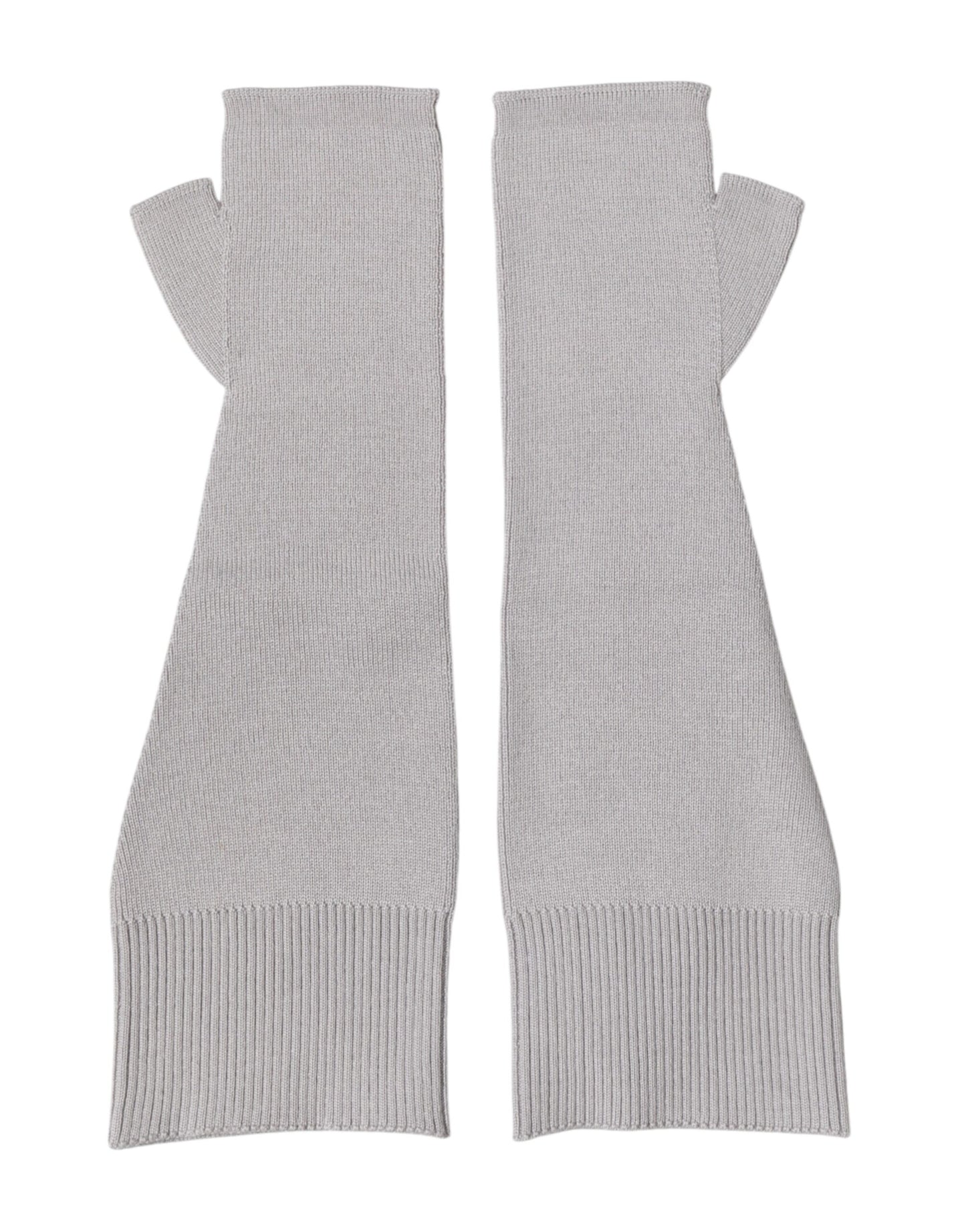 Dolce & Gabbana Gray Virgin Wool Knitted Fingerless Gloves for Men