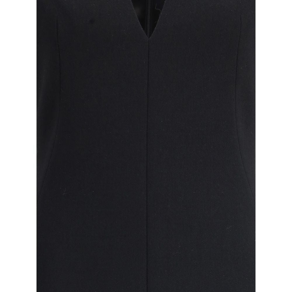 Givenchy Black Wool Blend V-Neck Pencil Dress