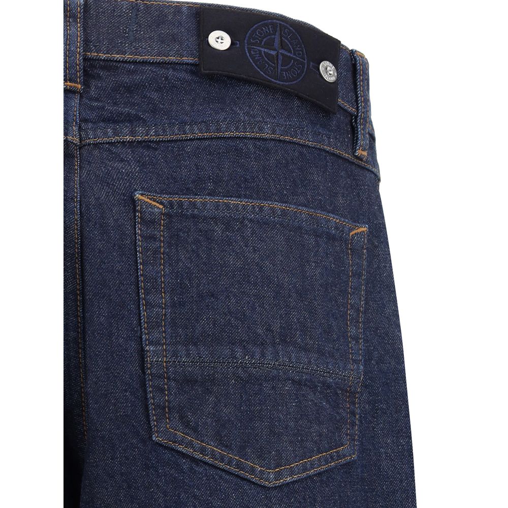 Stone Island Blue Cotton Straight-Leg Jeans - Timeless Essential for the Modern Man