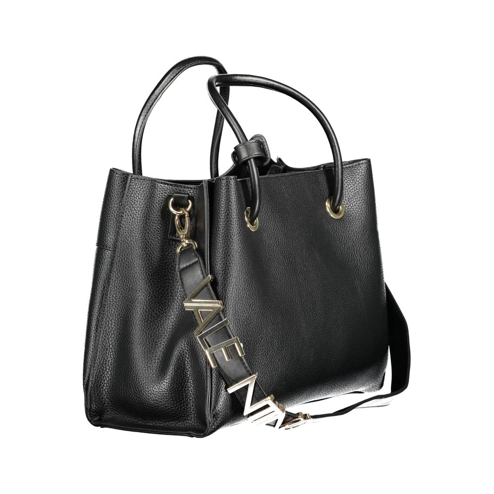 Mario Valentino Black Faux Leather Handbag with Two Handles