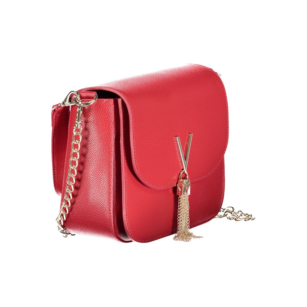 Mario Valentino Red Faux Leather Handbag with Shoulder Straps