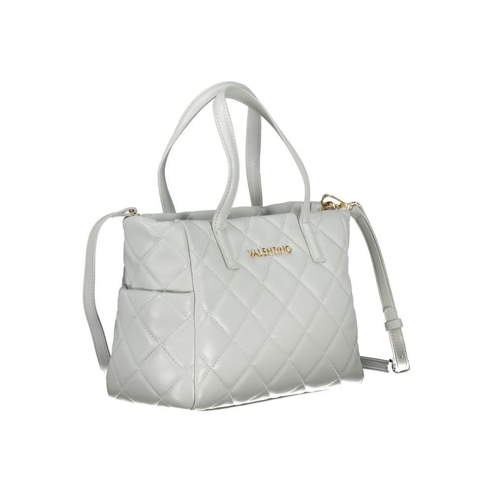 Mario Valentino Gray Faux Leather Handbag with Shoulder Strap