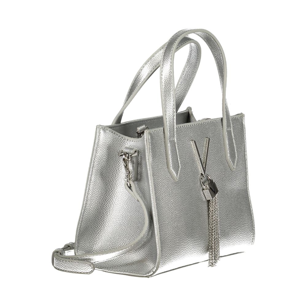 Mario Valentino Gray Vegan Leather Handbag with Shoulder Strap