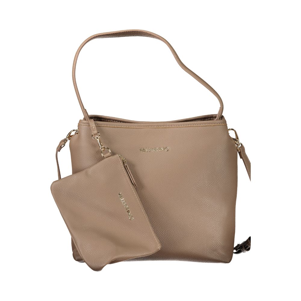 Mario Valentino Brown Faux Leather Shoulder Bag with Adjustable Strap