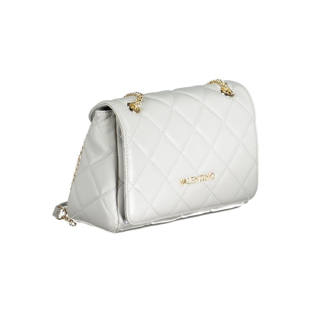 Mario Valentino Gray Faux Leather Handbag with Chain Handles