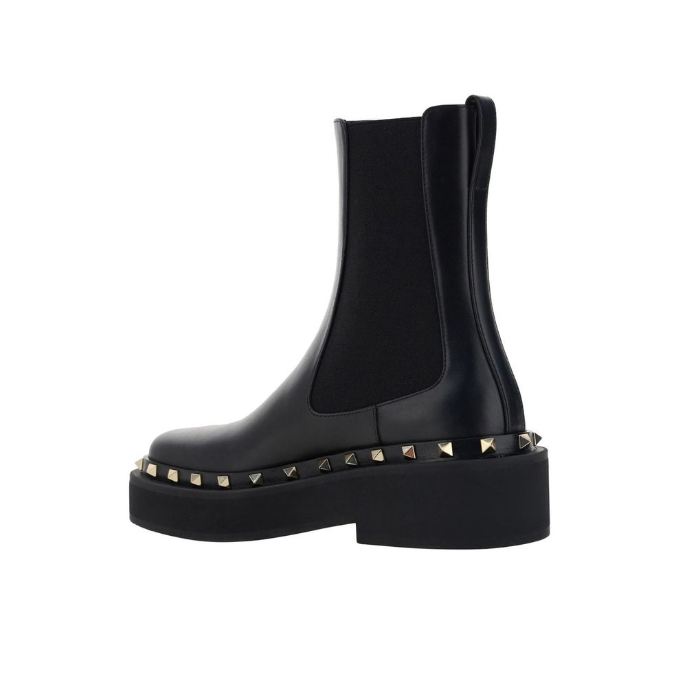 Valentino Garavani Black Calfskin Chelsea Boots for Women