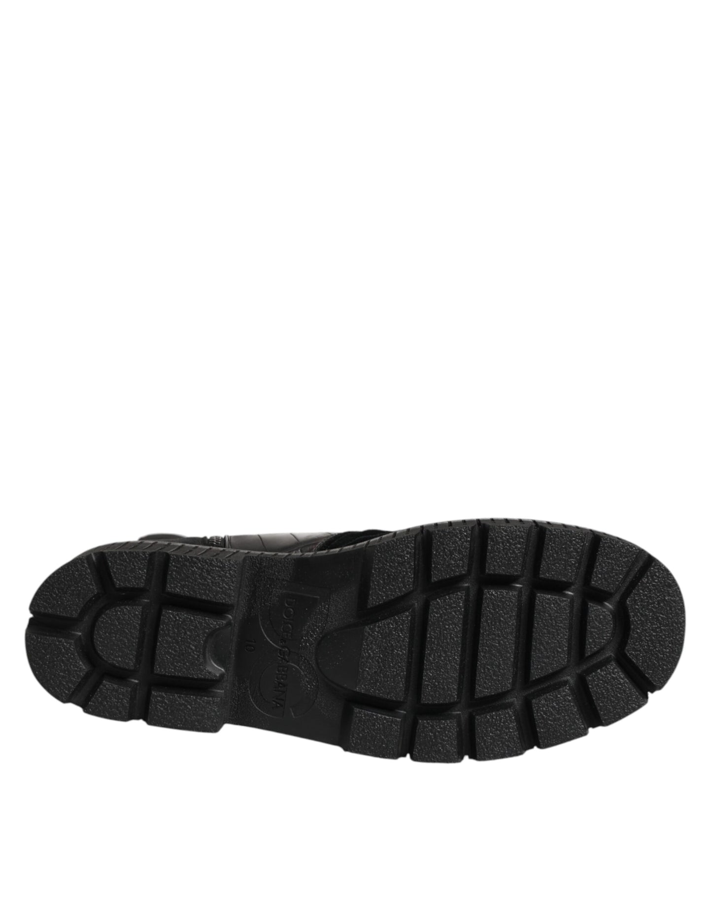 Dolce & Gabbana Black Patchwork Leather Mid Calf Boots