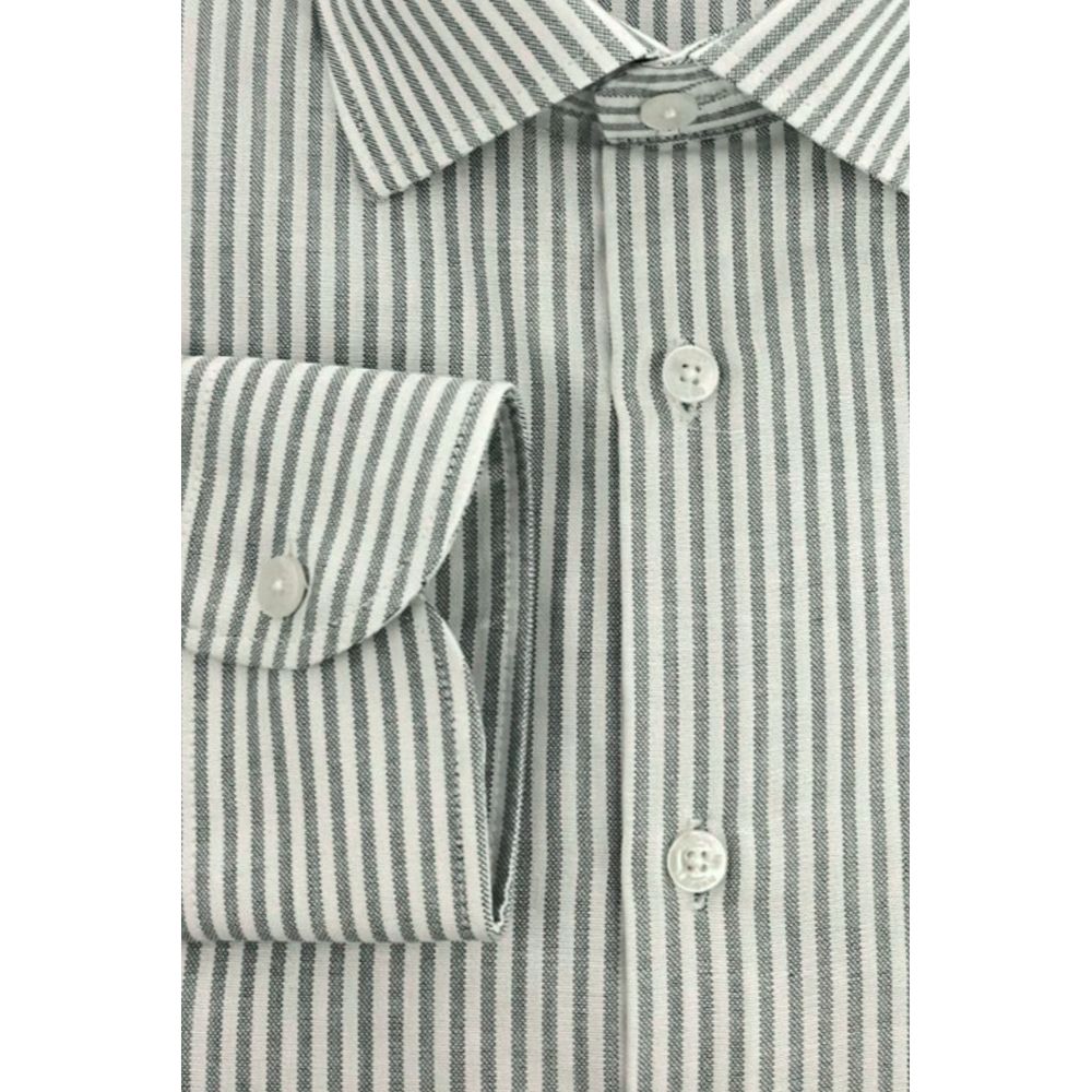 Baldinini Trend Green Cotton Striped Men's Shirt