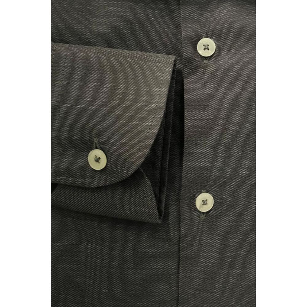 Baldinini Trend Gray Cotton Slim Fit Shirt