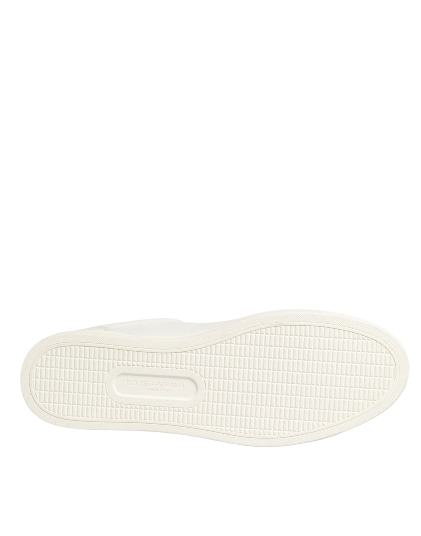 Dolce & Gabbana White Leather Heart Embellished Sneakers