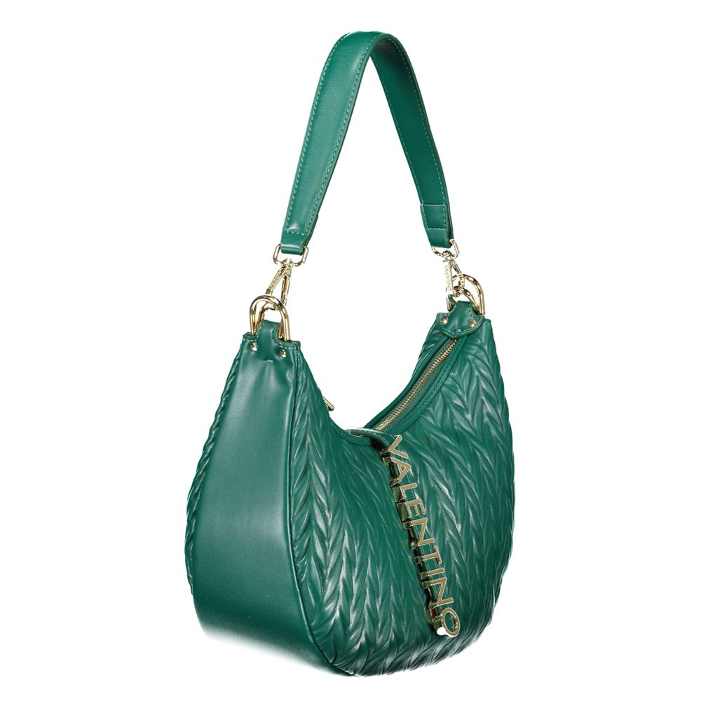 Mario Valentino Green Leather-Finish Shoulder Bag with Contrasting Details