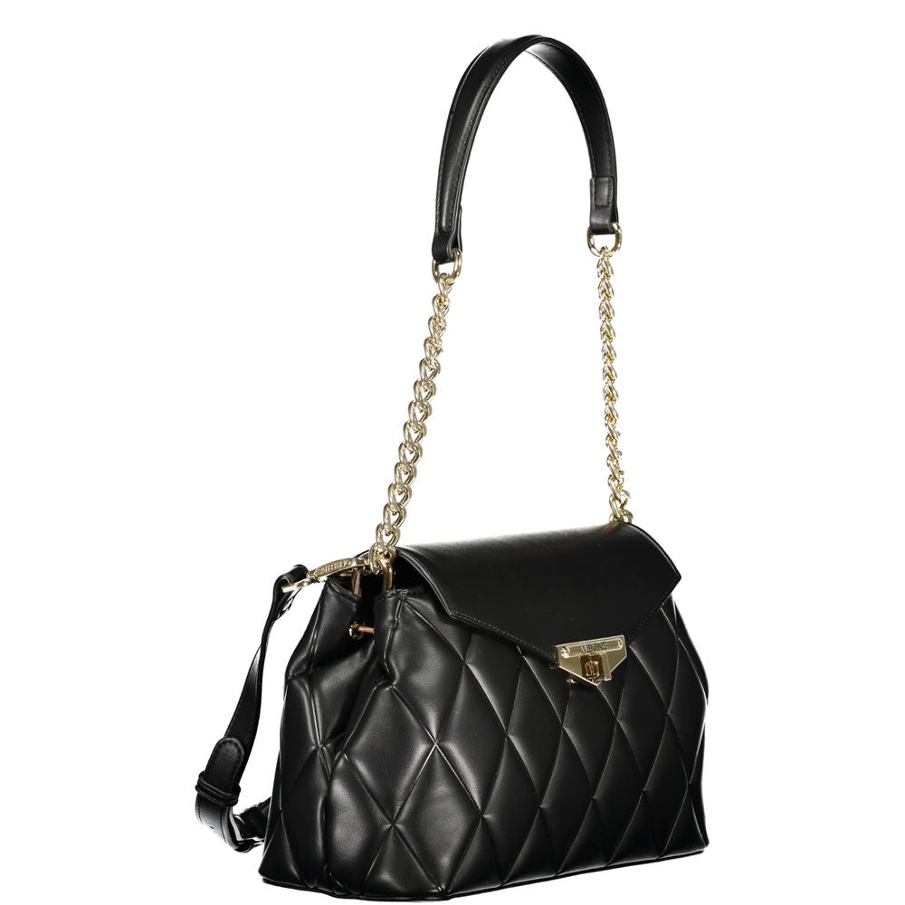 Mario Valentino Black Leather Handbag with Chain Shoulder Strap
