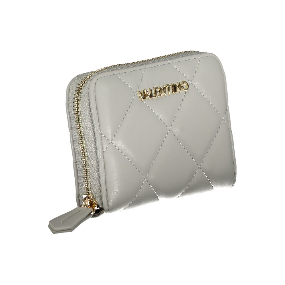 Mario Valentino Gray Leather-Finish Wallet with Zip Closure
