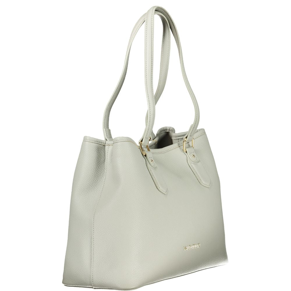 Mario Valentino Gray Leather-Finish Handbag with Elegant Design