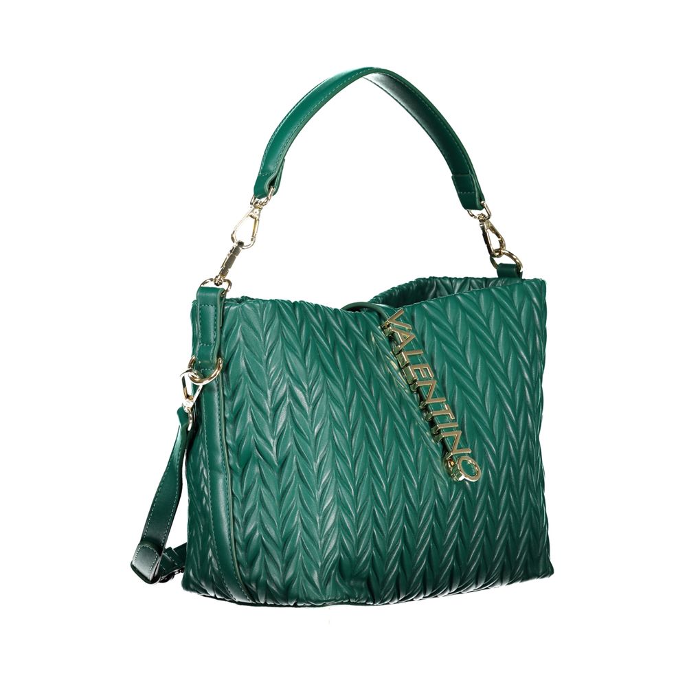 Mario Valentino Green Leather-Finish Handbag with Adjustable Strap