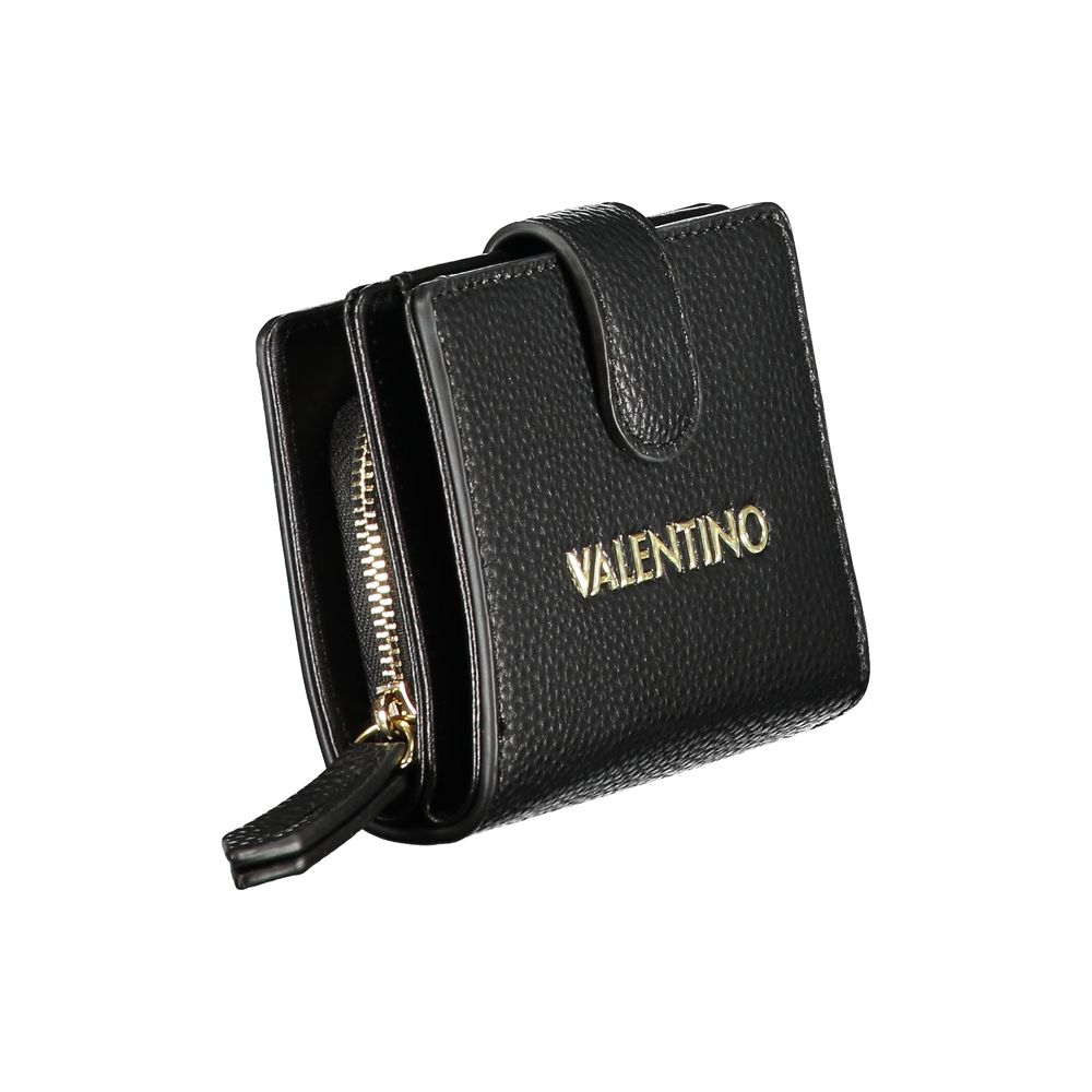 Mario Valentino Black Leather Wallet with Double Card Spaces and Zip Closure