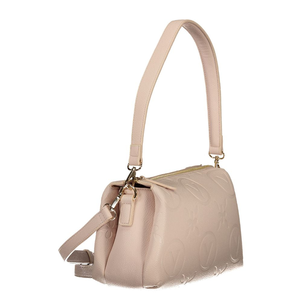 Mario Valentino Pink Leather-Finish Shoulder Bag with Contrasting Details