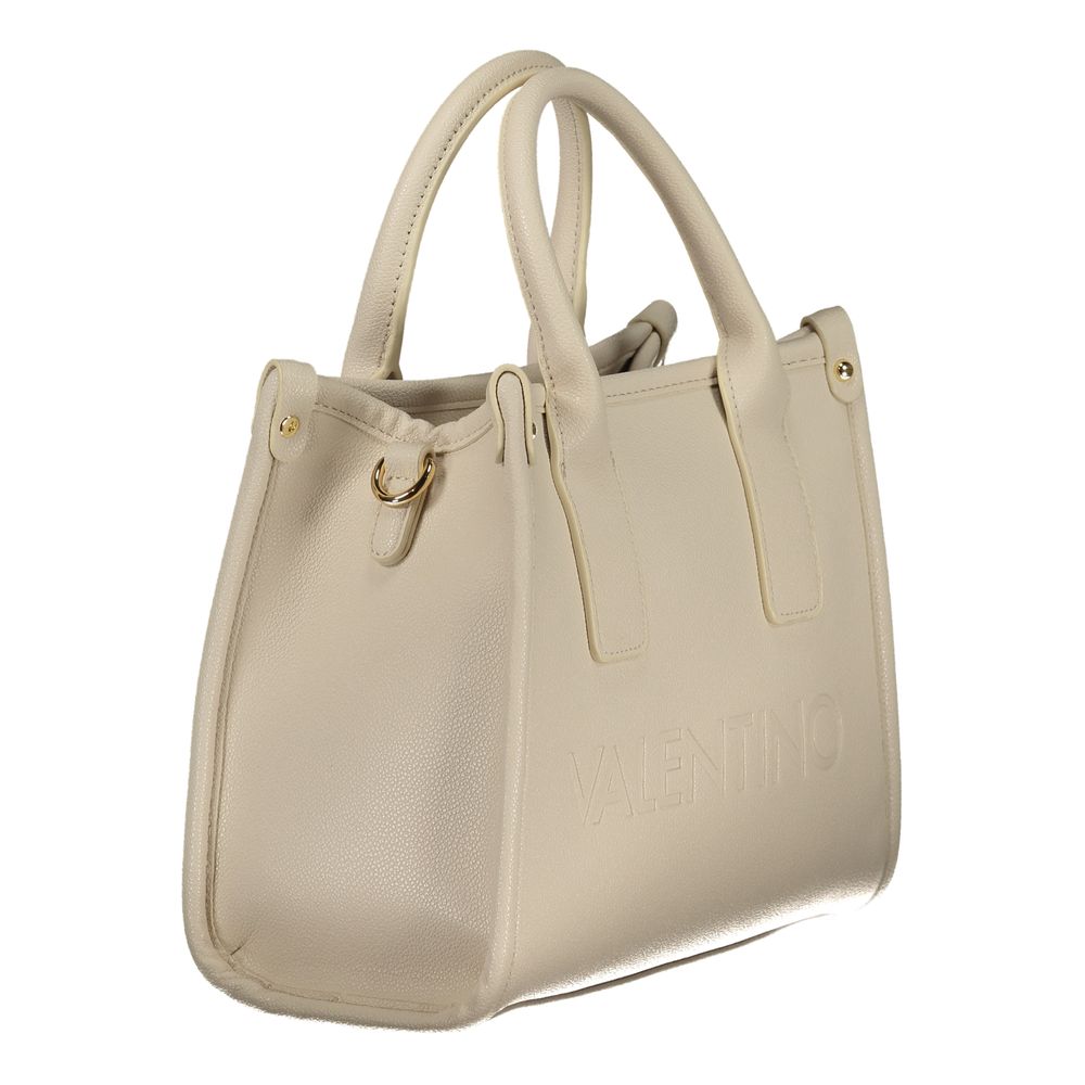 Mario Valentino Beige Leather-Finish Handbag with Adjustable Straps