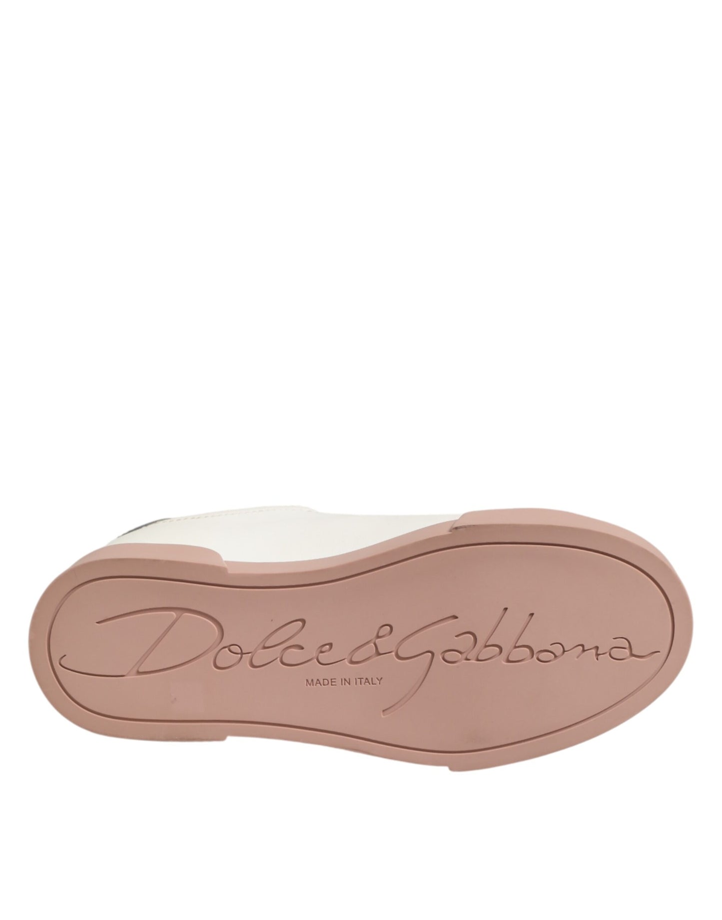 Dolce & Gabbana White Leather Sacred Heart Sneakers