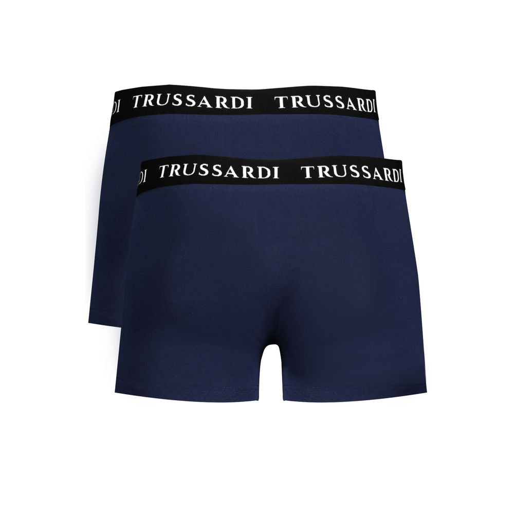 Trussardi Blue Cotton Underwear Bi-Pack Boxer Briefs