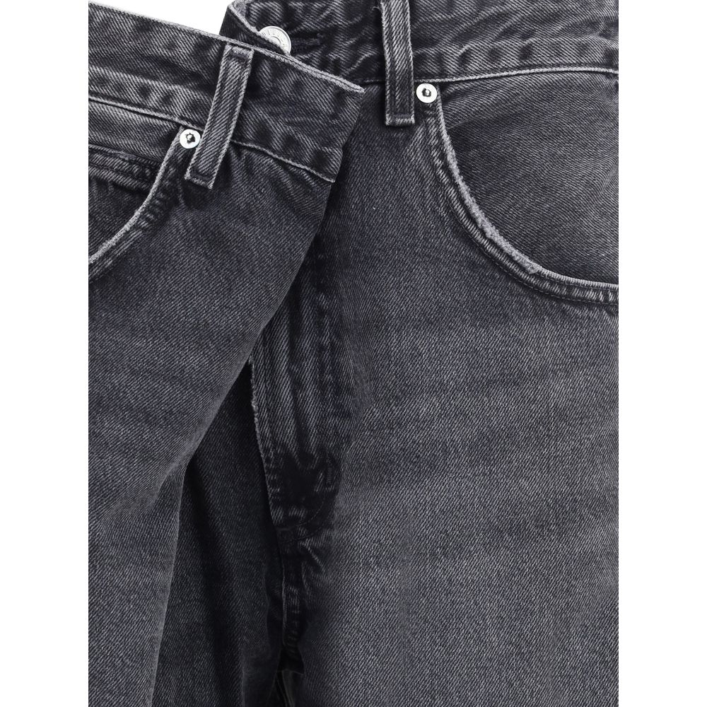 Agolde Vana Wide Leg Jeans in Grey Cotton Denim