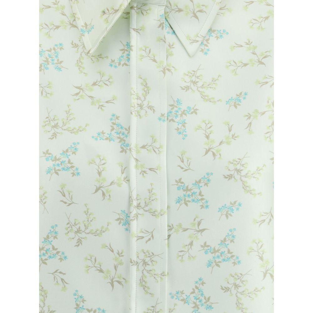 Jil Sander Green Silk Pattern Shirt