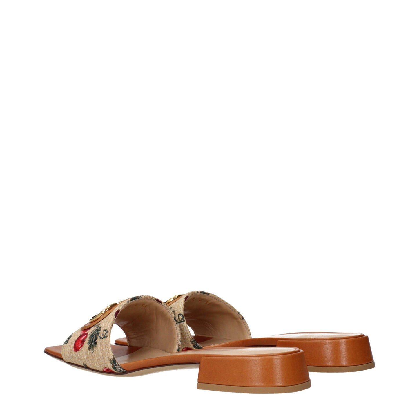 Valentino Garavani Beige Raffia Slip-On Sandals