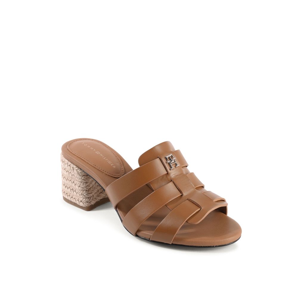Tommy Hilfiger Brown Leather Platform Sandals for Women
