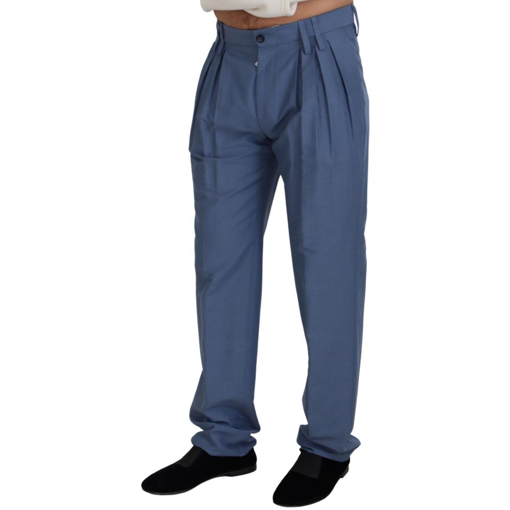 Dolce & Gabbana Blue Cotton Dress Pants