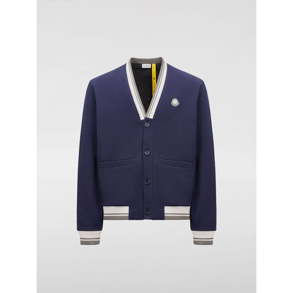Moncler Blue Cotton Bomber for Men