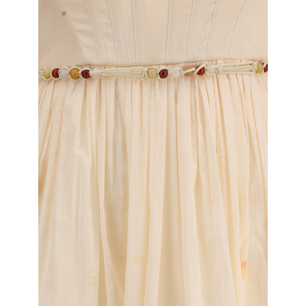 Zimmermann Wanderlust Corset Midi Dress in Coral Toile