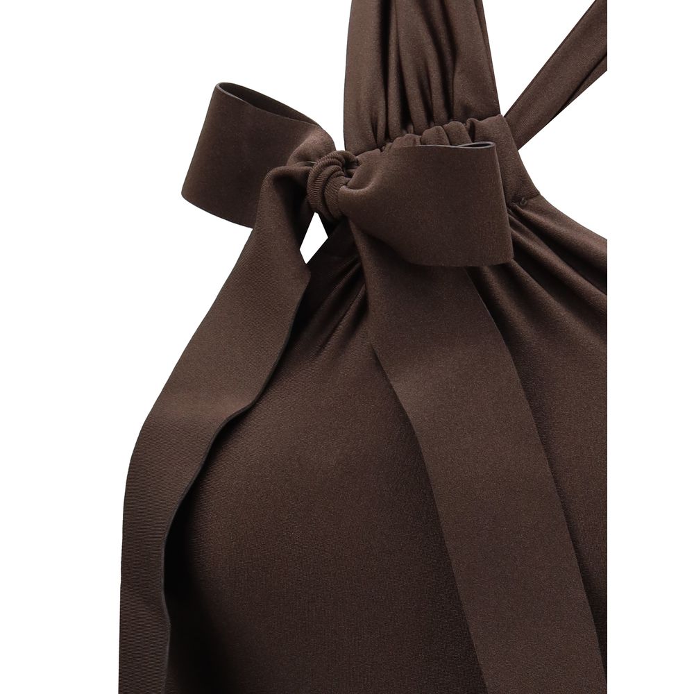 Zimmermann Brown Polyamide One-Piece Swimsuit - Awaken Tie Neck