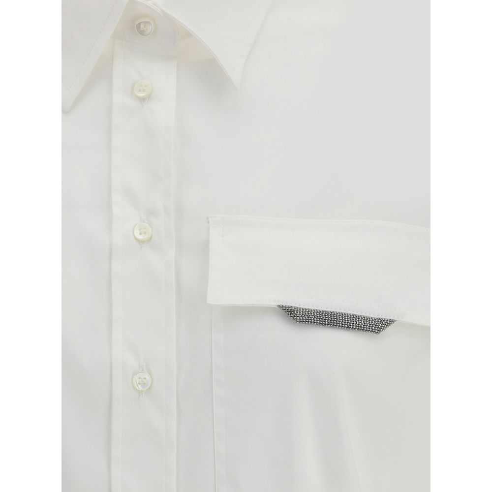 Brunello Cucinelli White Cotton Poplin Shirt
