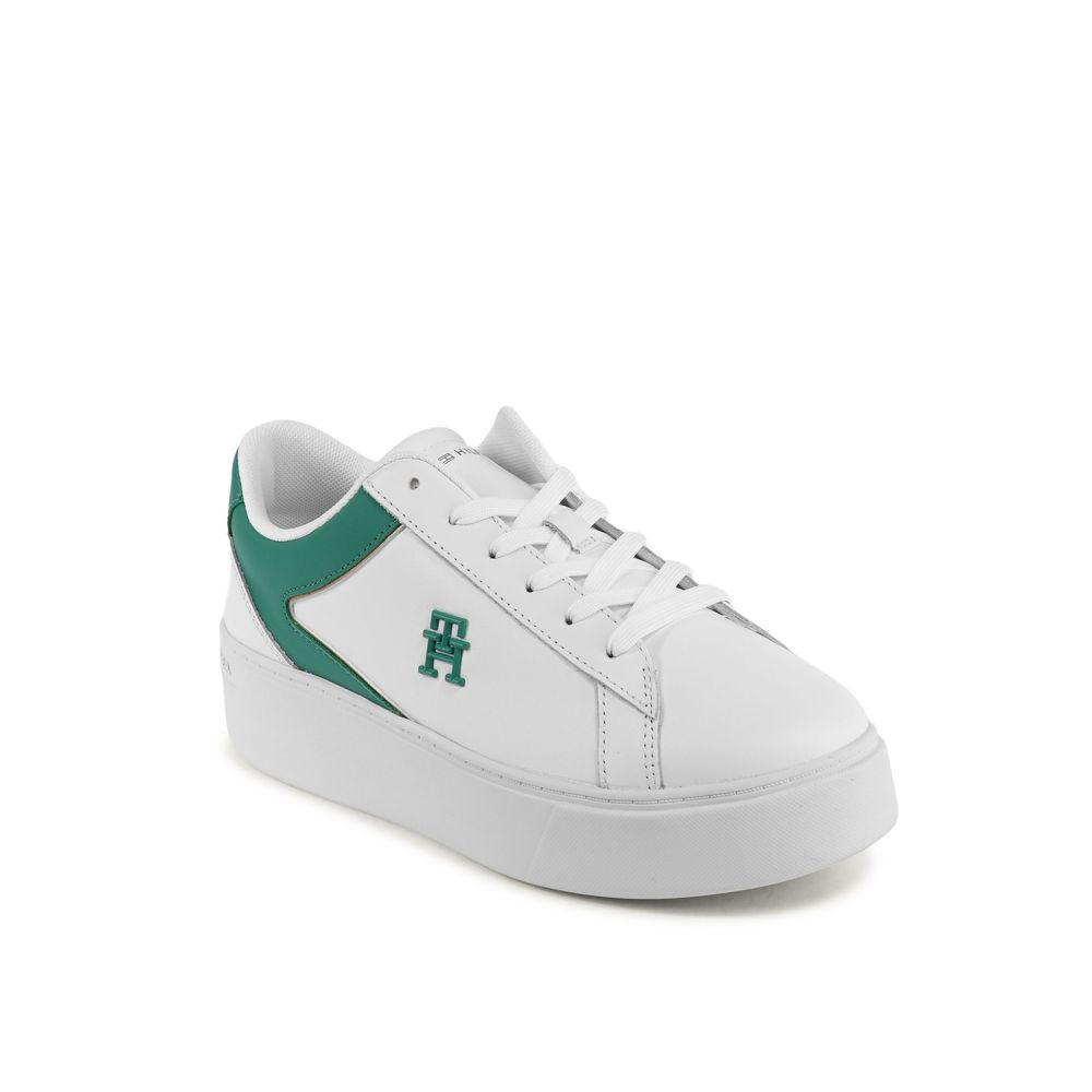 Tommy Hilfiger White Leather Low Top Sneakers for Women