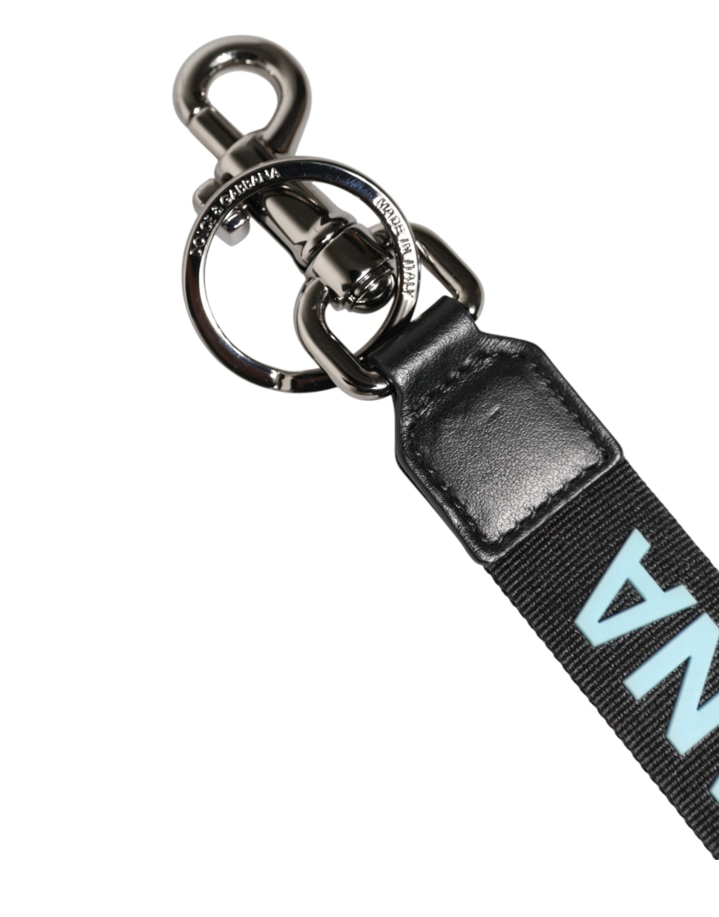 Dolce & Gabbana Black Blue Logo Keychain Holder