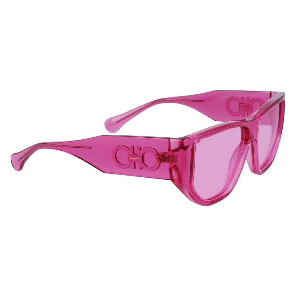 Ferragamo Unisex Sunglasses – Pink Injected Frame with Full UV Protection