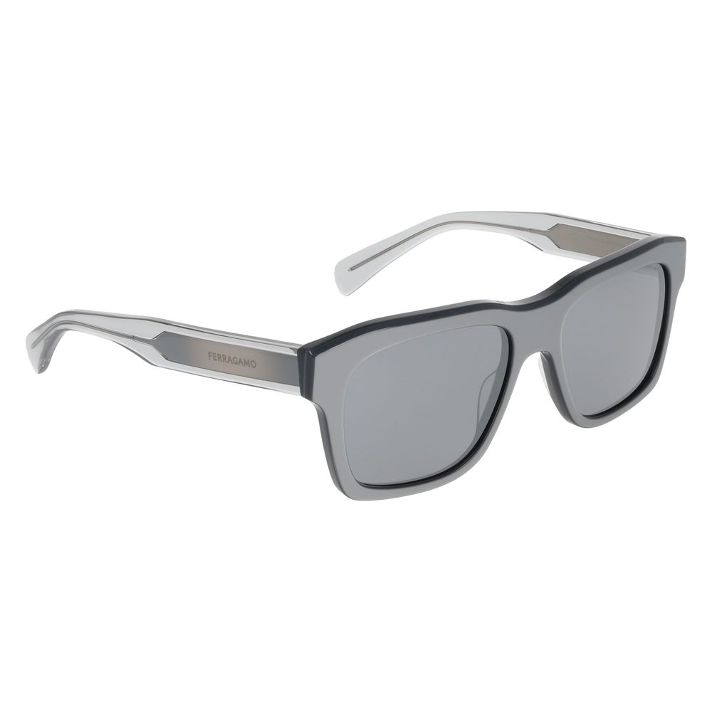 Ferragamo Men’s Sunglasses – Grey Acetate Frame, Grey Lenses